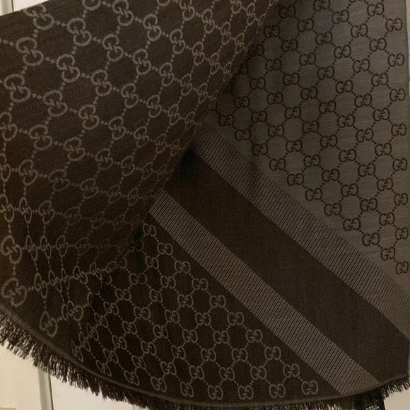Gucci GG Jacquard Silk Wool Shawl - Picture 6 of 13